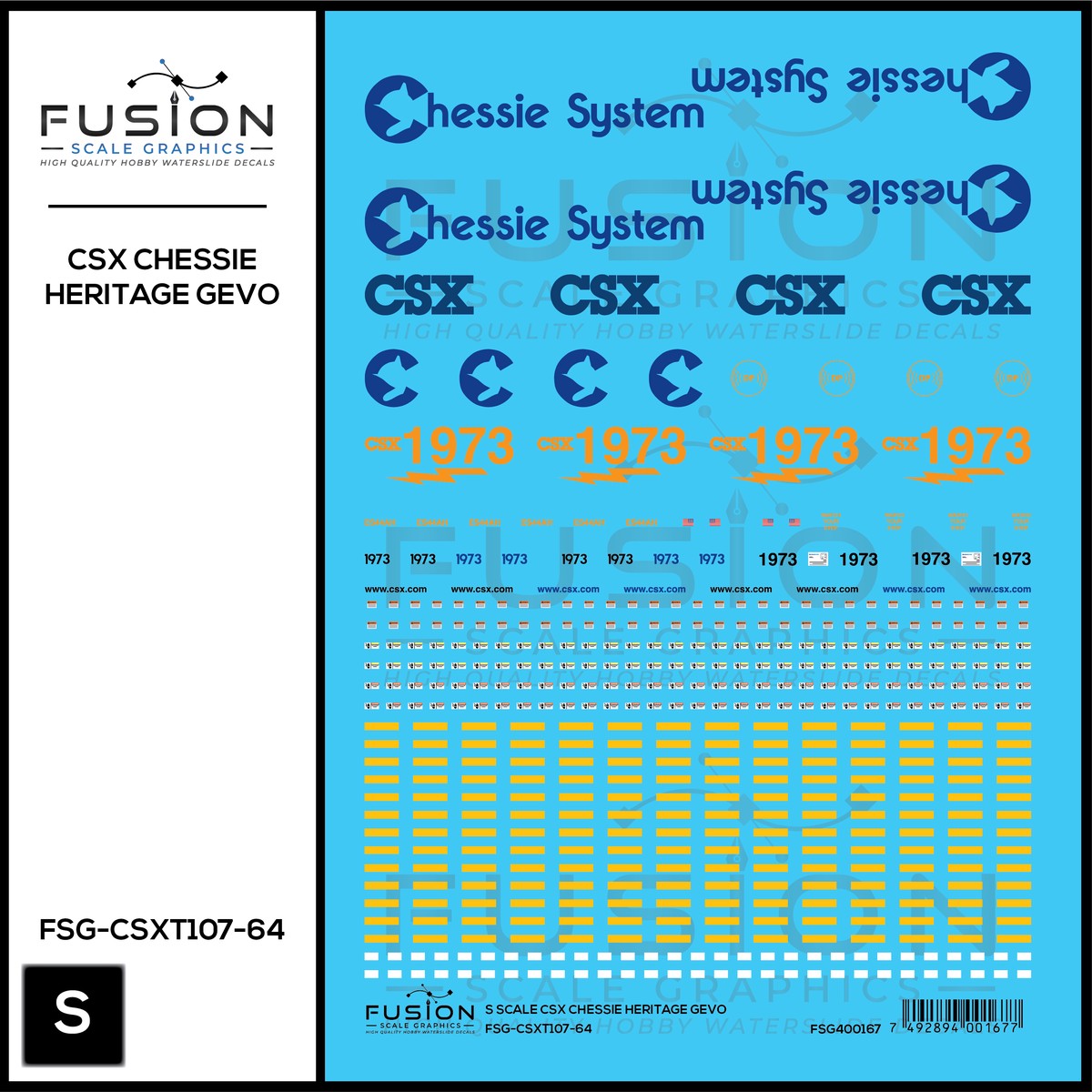 S Scale CSX 1973 Chessie System Heritage ES44AH Locomotive Decal Set