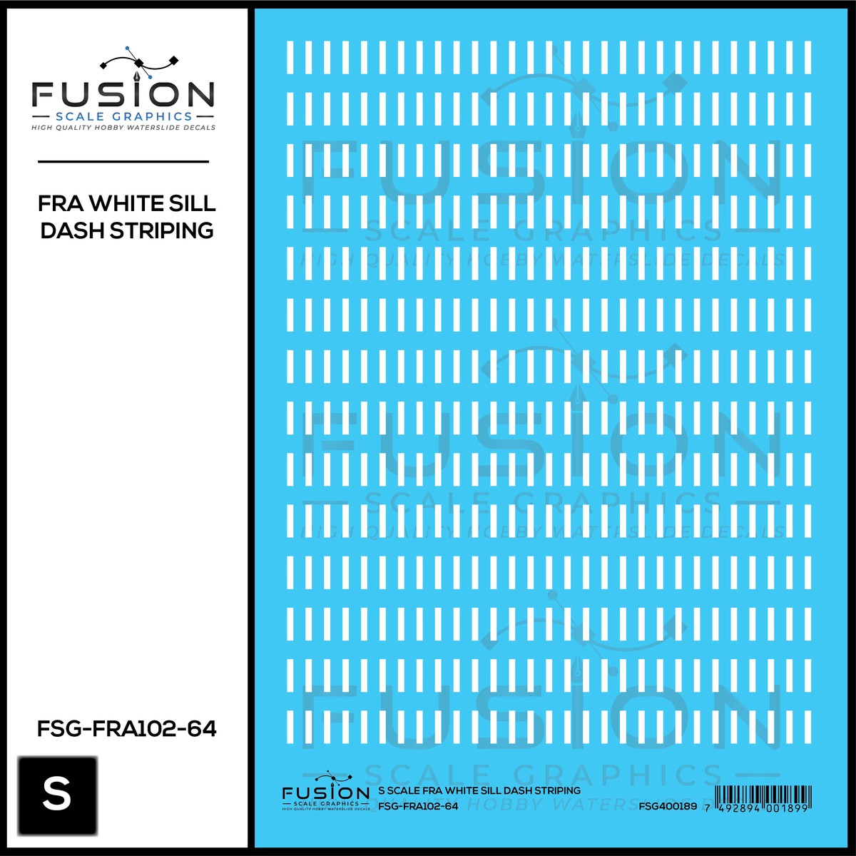 S Scale FRA White Safety Dash Sill Striping Decal Set