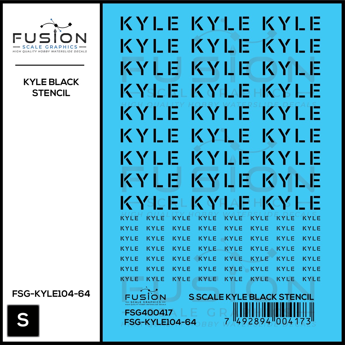S Scale KYLE Black Stencil Decal Set