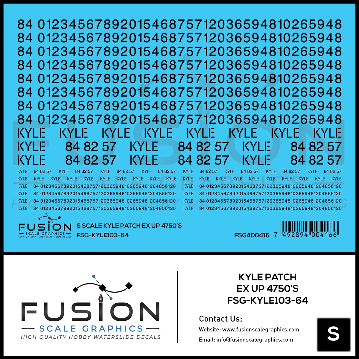 S Scale KYLE Ex UP 4750’s Patching Decal Set