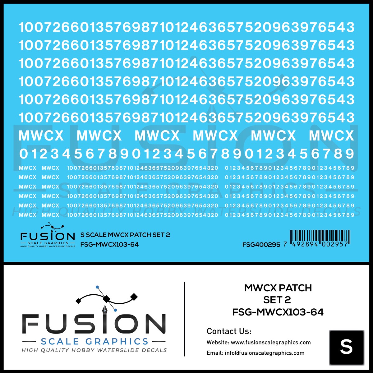 S Scale MWCX Freight Car Patching Decal Set 2