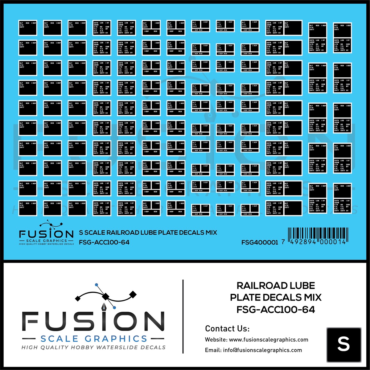 S Scale Railroad Lube Plate Decal Set Mix