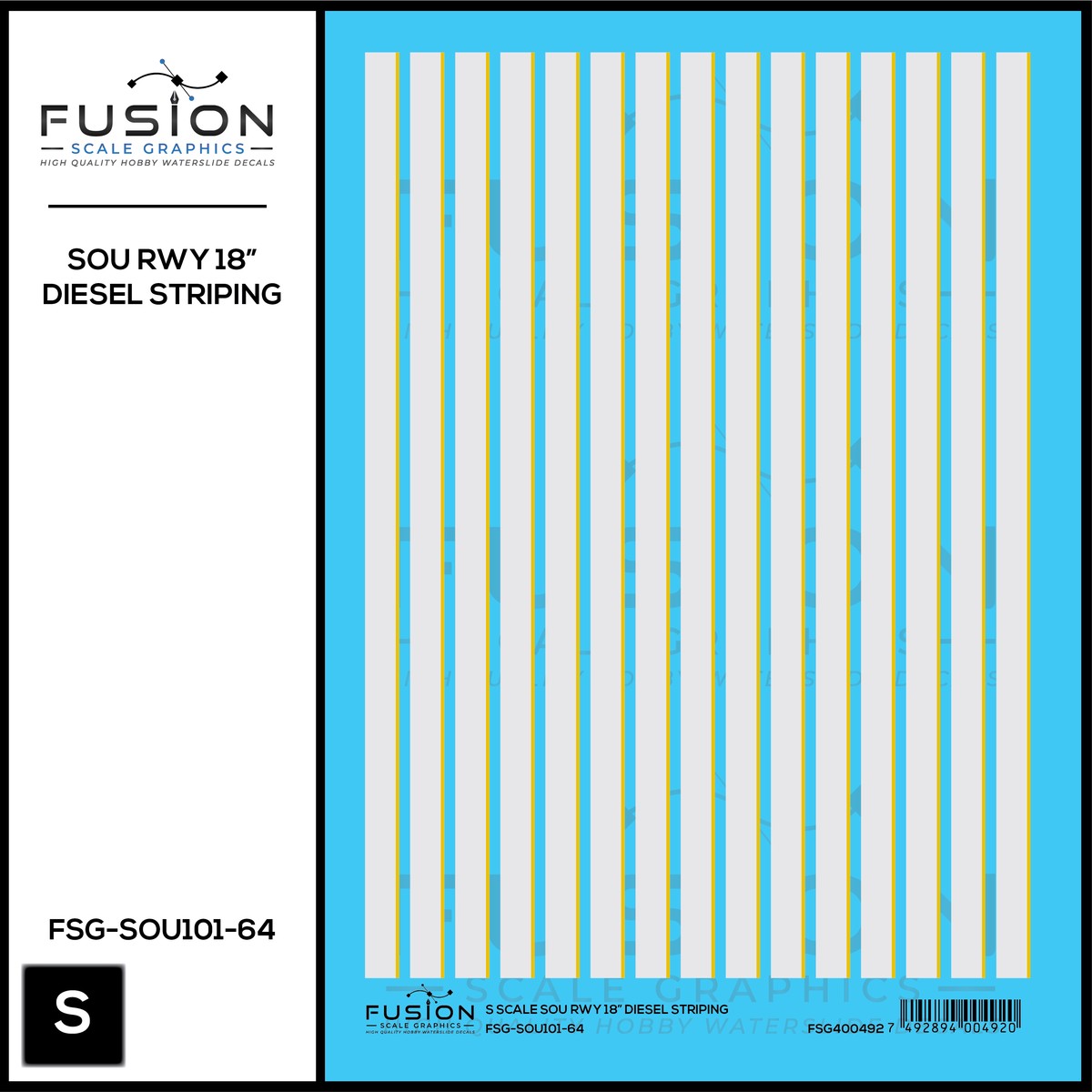 S Scale Southern Railway 18″ Diesel Locomotive Striping Decal Set