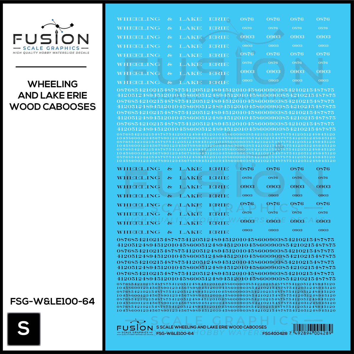 S Scale Wheeling & Lake Erie Wood Cabooses Decal Set