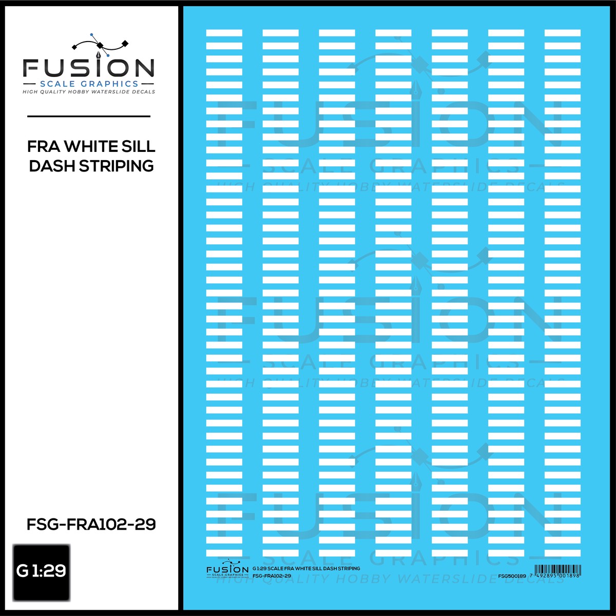 G 1:29 Scale FRA White Sill Dash Decal Set