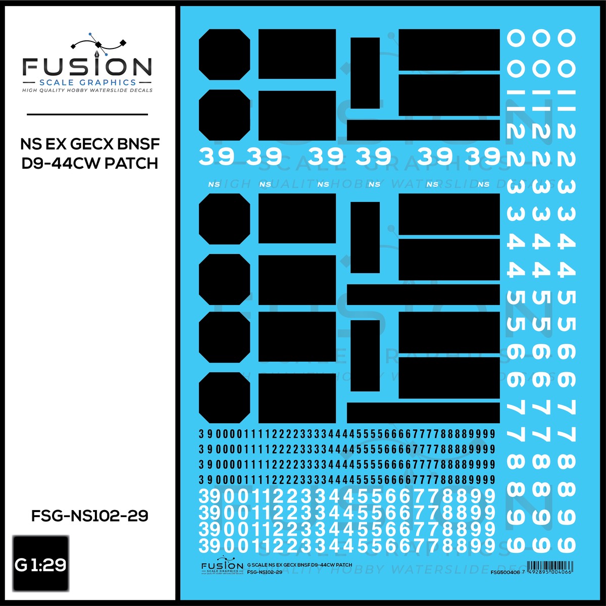 G 1:29 Scale NS Ex GECX BNSF Dash 9 Locomotive Patching Decal Set