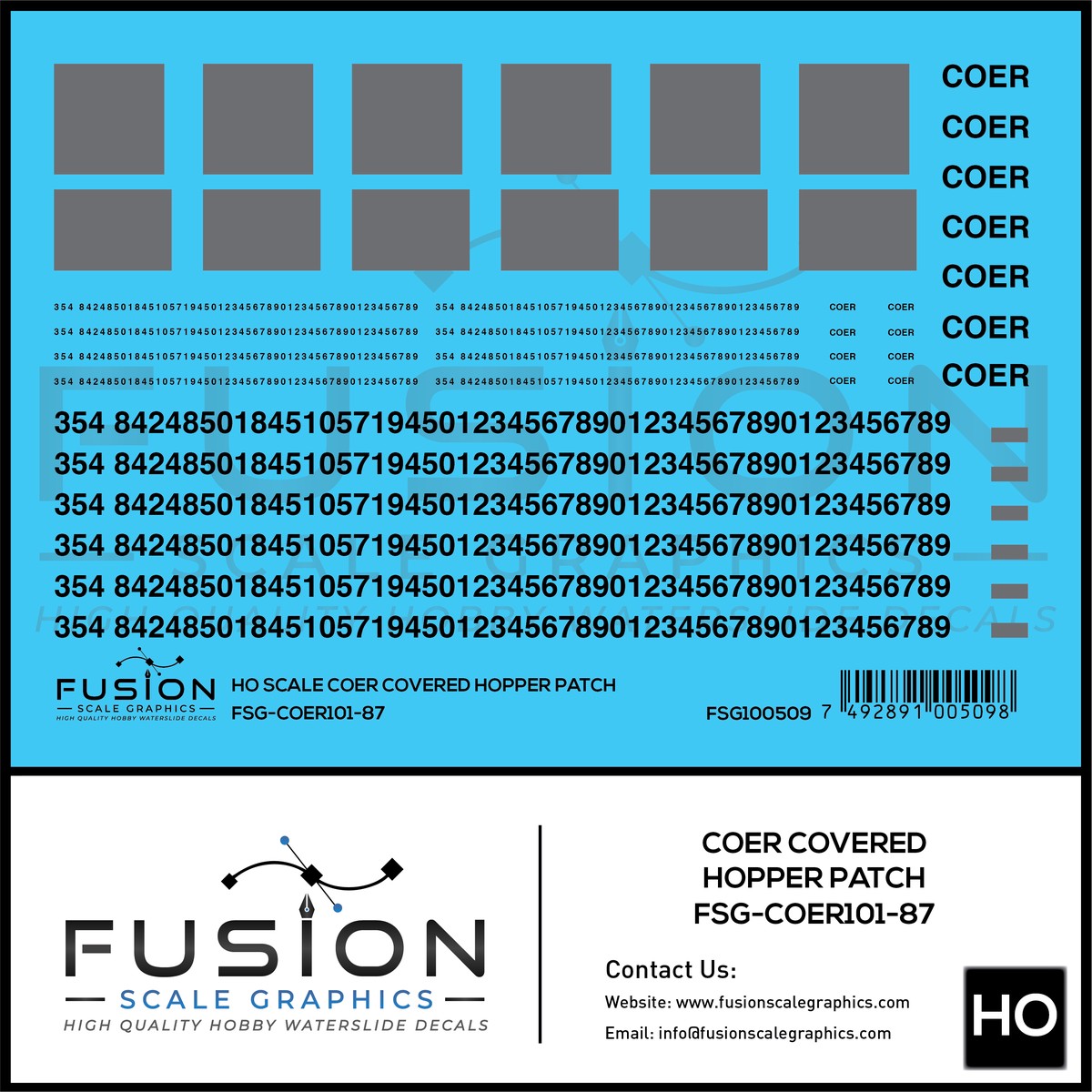 HO Scale COER Covered Hopper Patching Decal Set V2