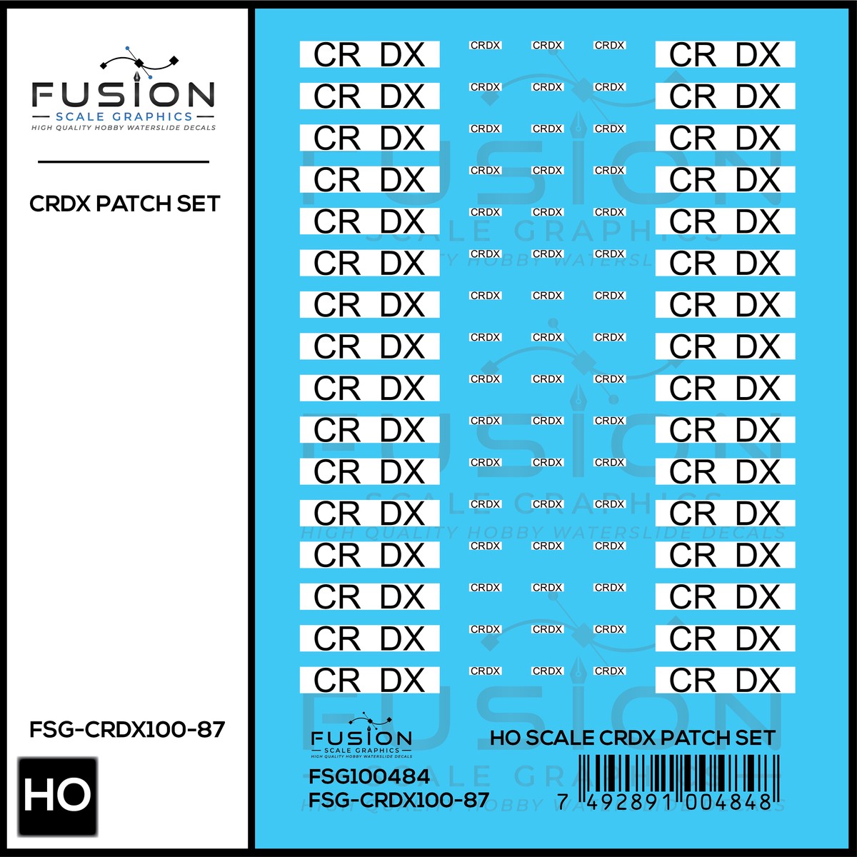 HO Scale CRDX Black W/ White Patch Freight Car Repatch Decal Set