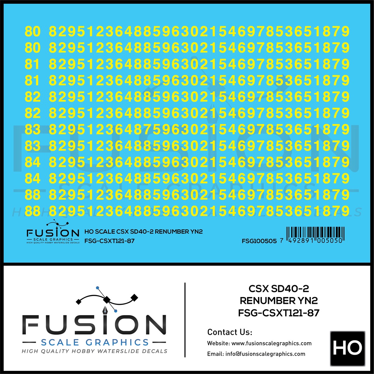 HO Scale CSXT YN2 EMD SD40-2 Locomotive Renumber Patch Decal Set