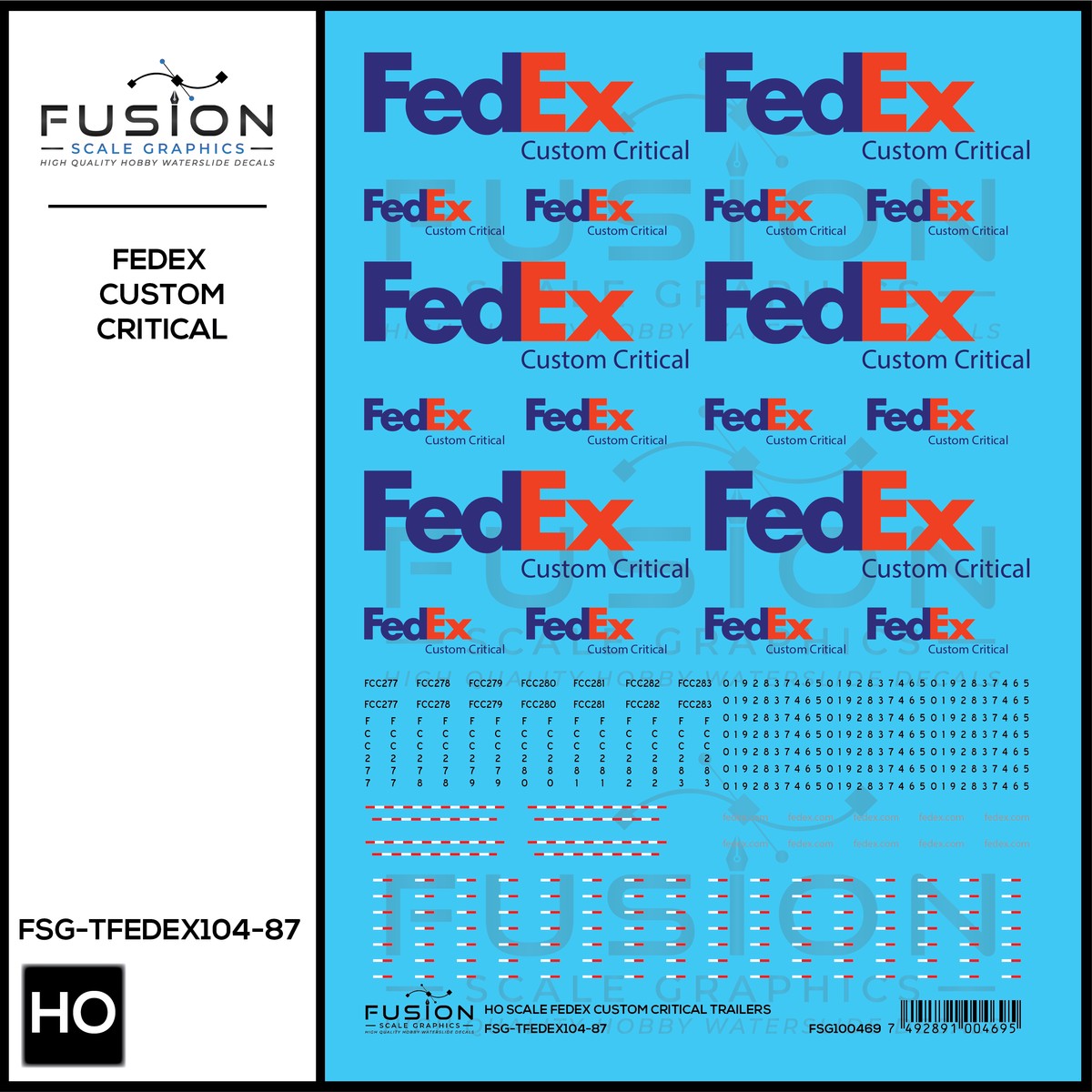 HO Scale FedEx Custom Critical Decal Set