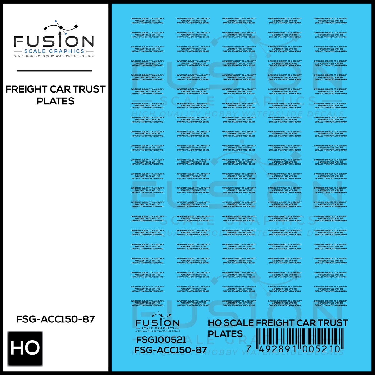 HO Scale Freight Car Trust Plates Black Decal Set