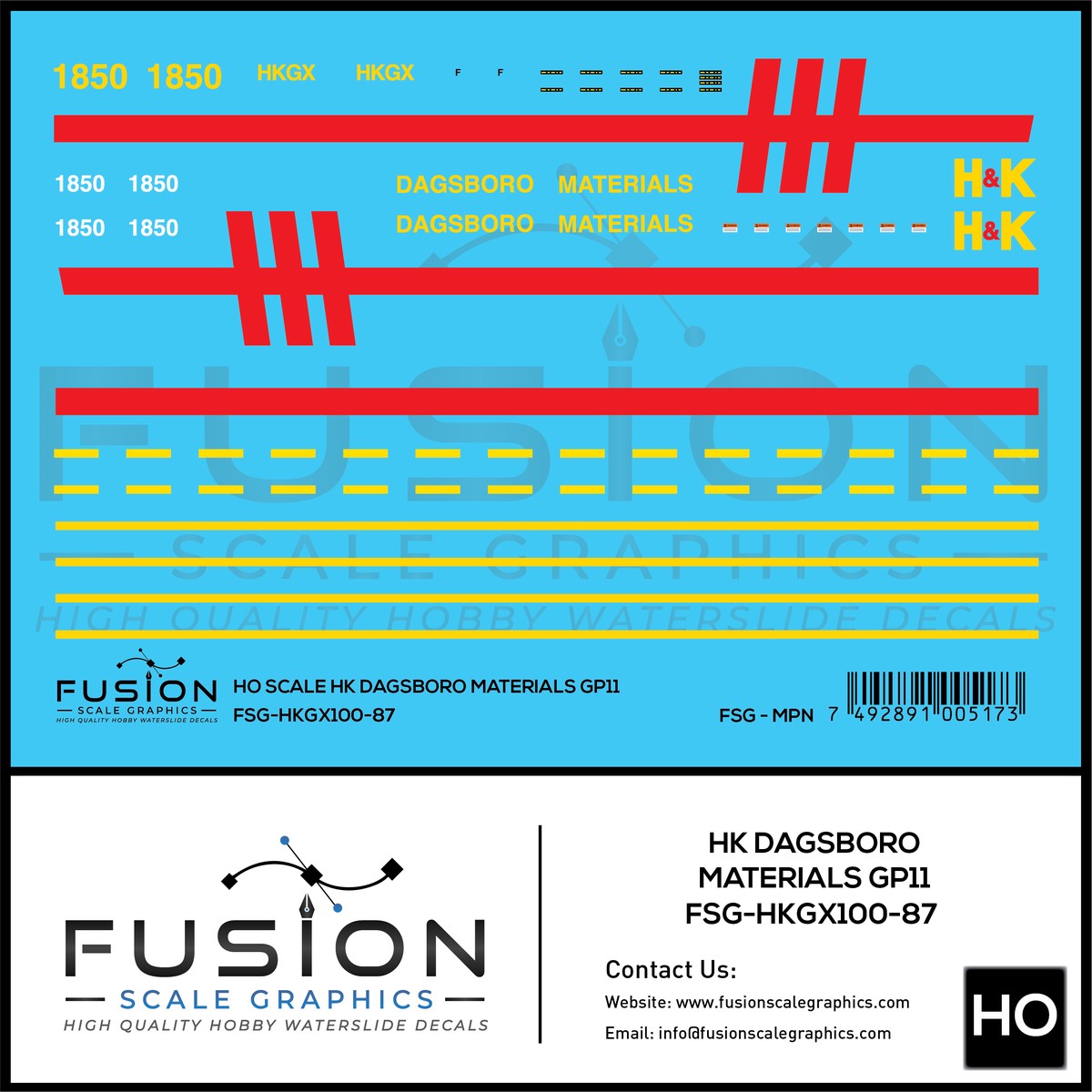 HO Scale HK Dagsboro Materials GP11 Locomotive Decal Set