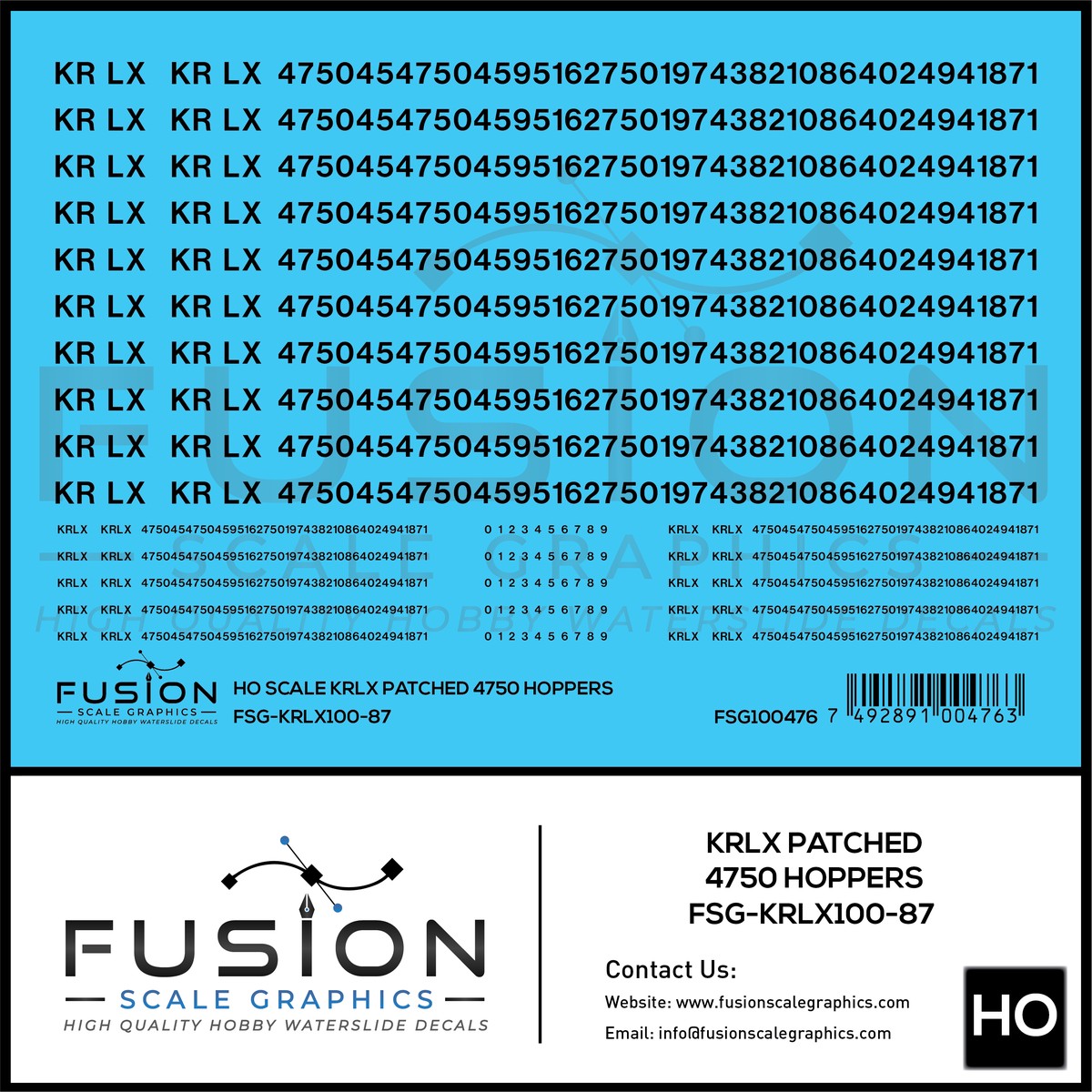 HO Scale KRLX 4750 Hoppers Patching Decal Set