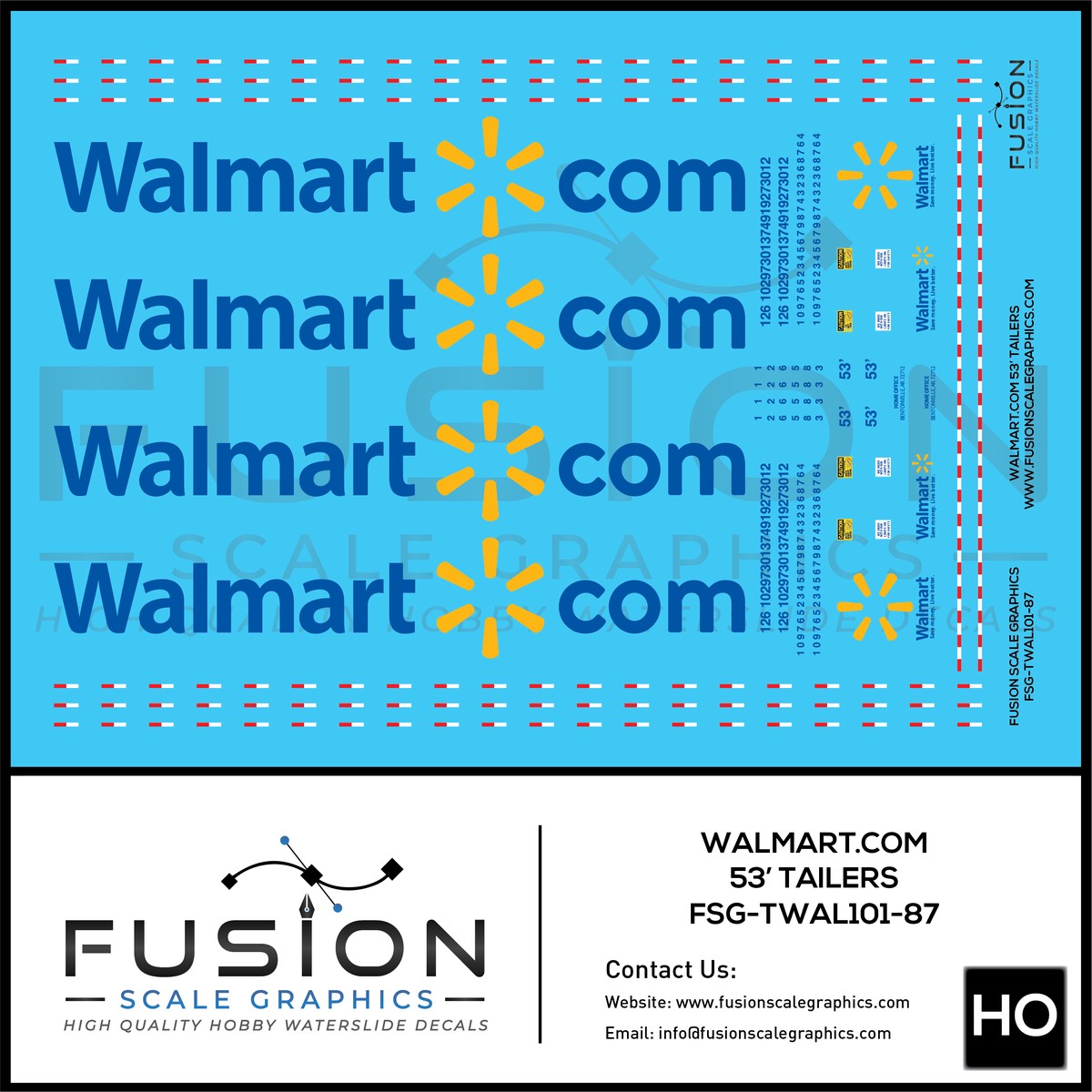 HO Scale Walmart .Com 53′ Trailers Decal Set