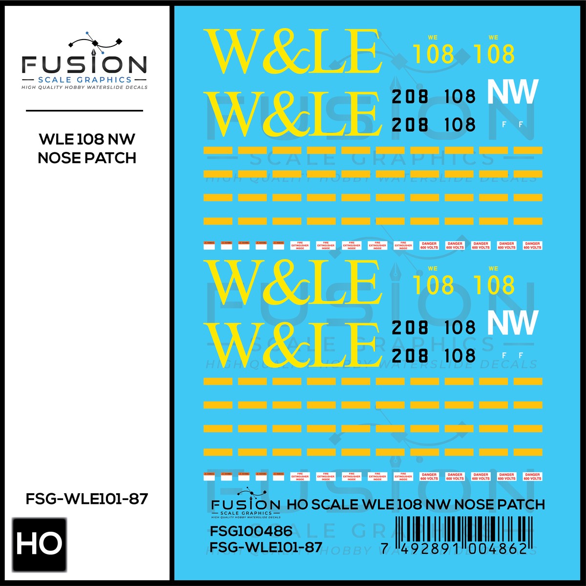 HO Scale Wheeling And Lake Erie Railway EMD GP35 108 NW Nose Patch Decal Set