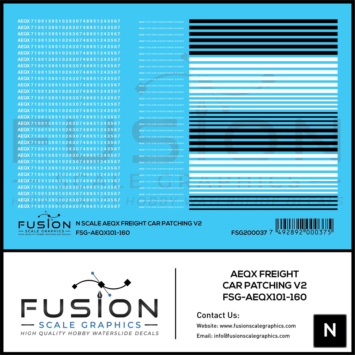 N Scale AEQX Freight Car Patching Decal Set V2