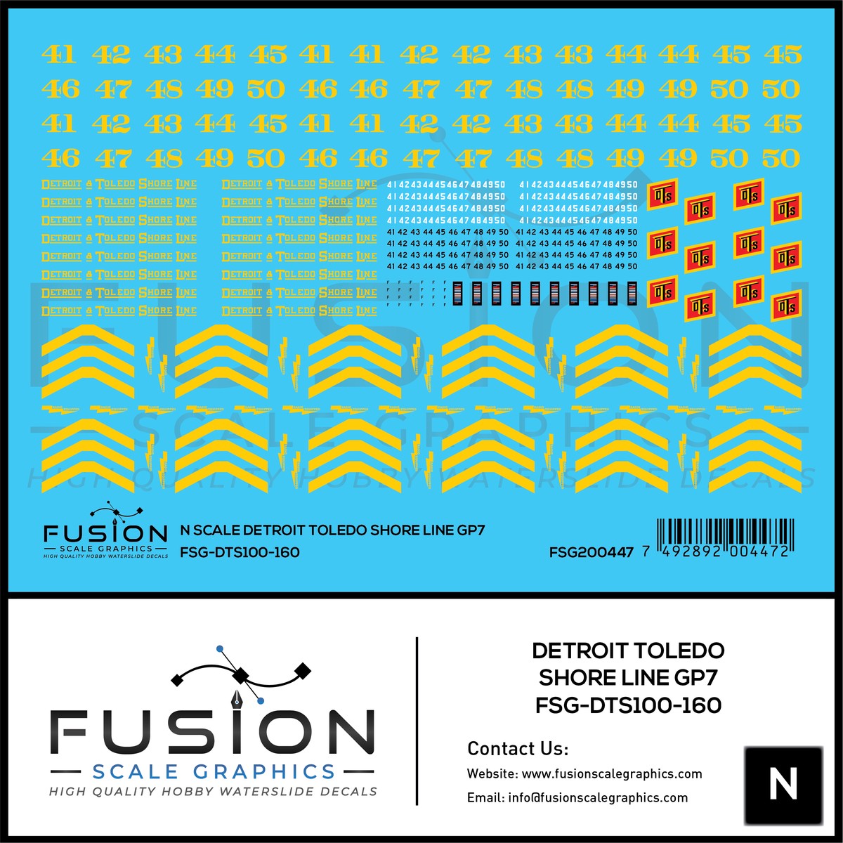 N Scale Detroit & Toledo Shore Line EMD GP7 Locomotive Decal Set