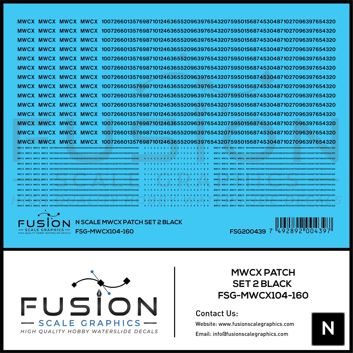N Scale MWCX Freight Car Patching Decal Set 2 Black