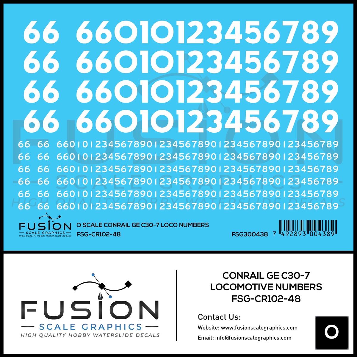 O Scale Conrail GE C30-7 Locomotive Renumber Decal Set