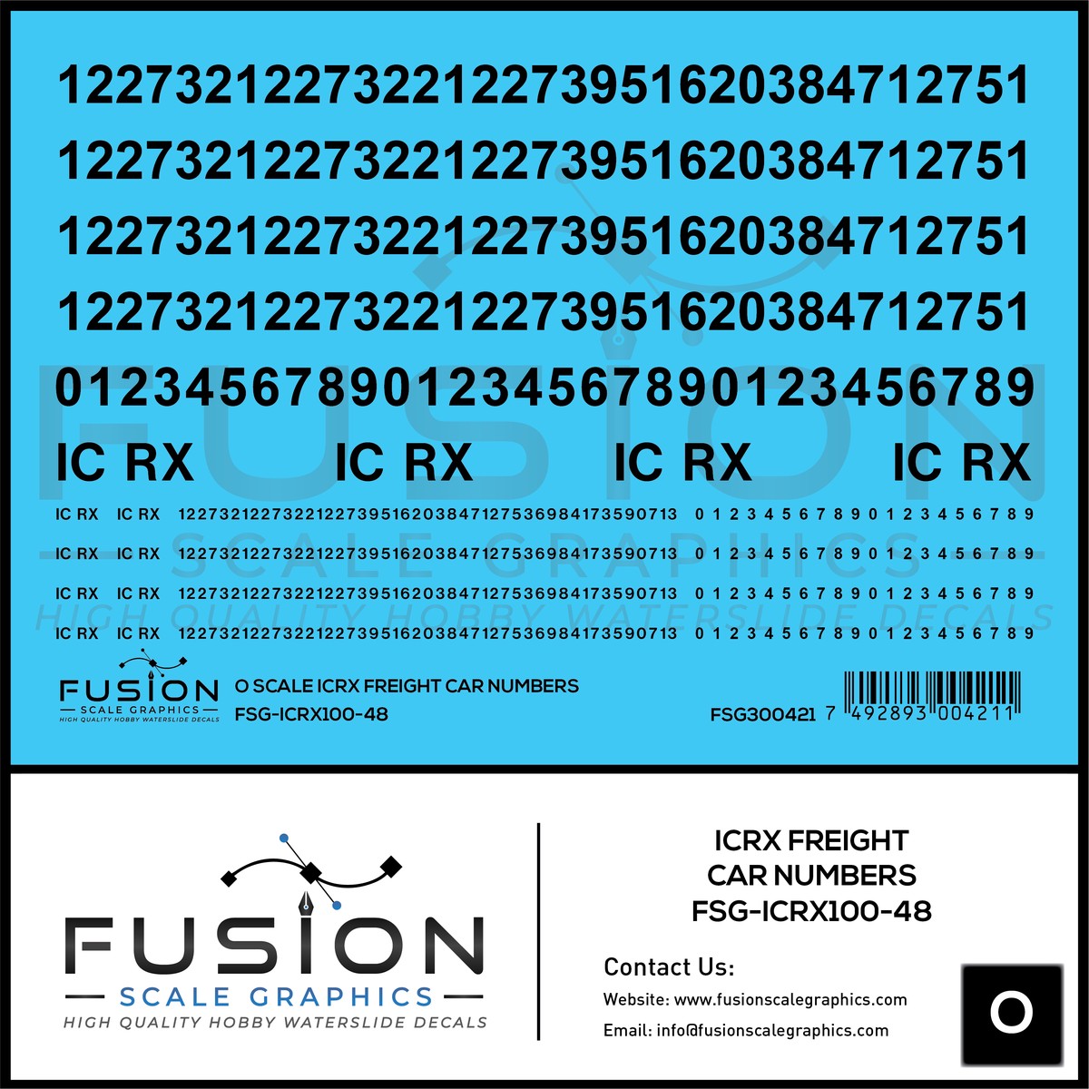 O Scale ICRX Freight Car Numbers Decal Set