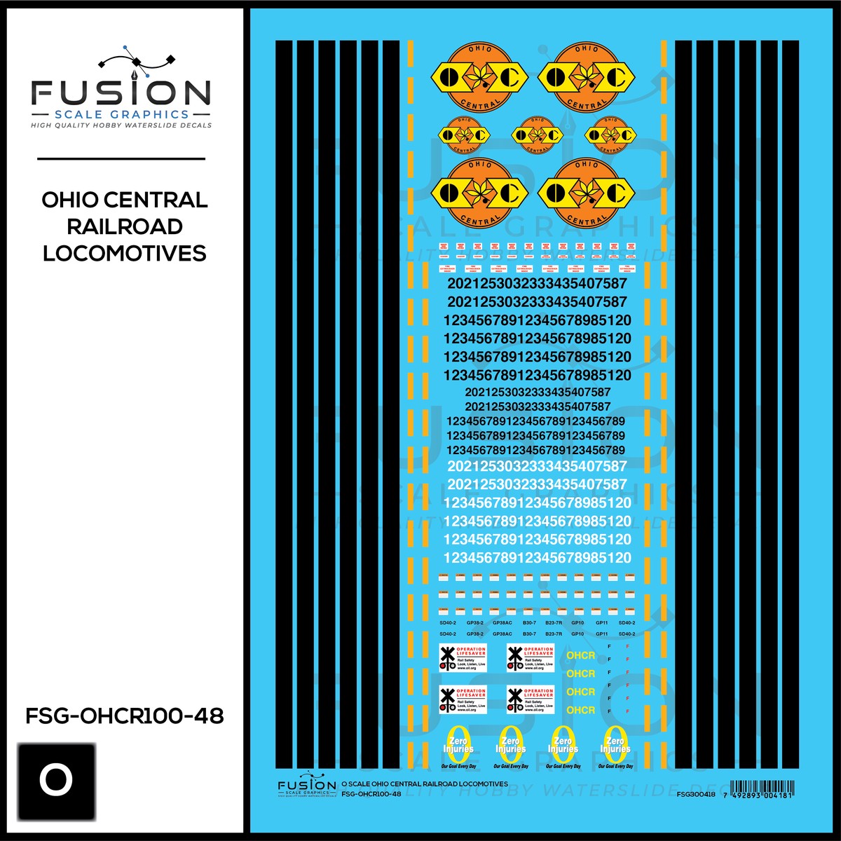O Scale Ohio Central Railroad Locomotives Decal Set