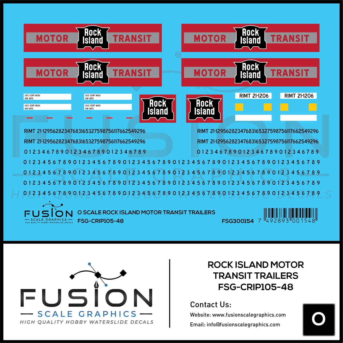 O Scale Rock Island Motor Transit Trailers Decal Set