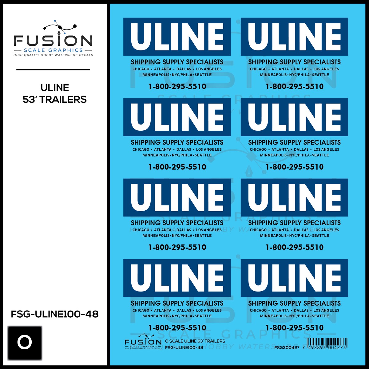 O Scale ULINE 53′ Trailers Decal Set