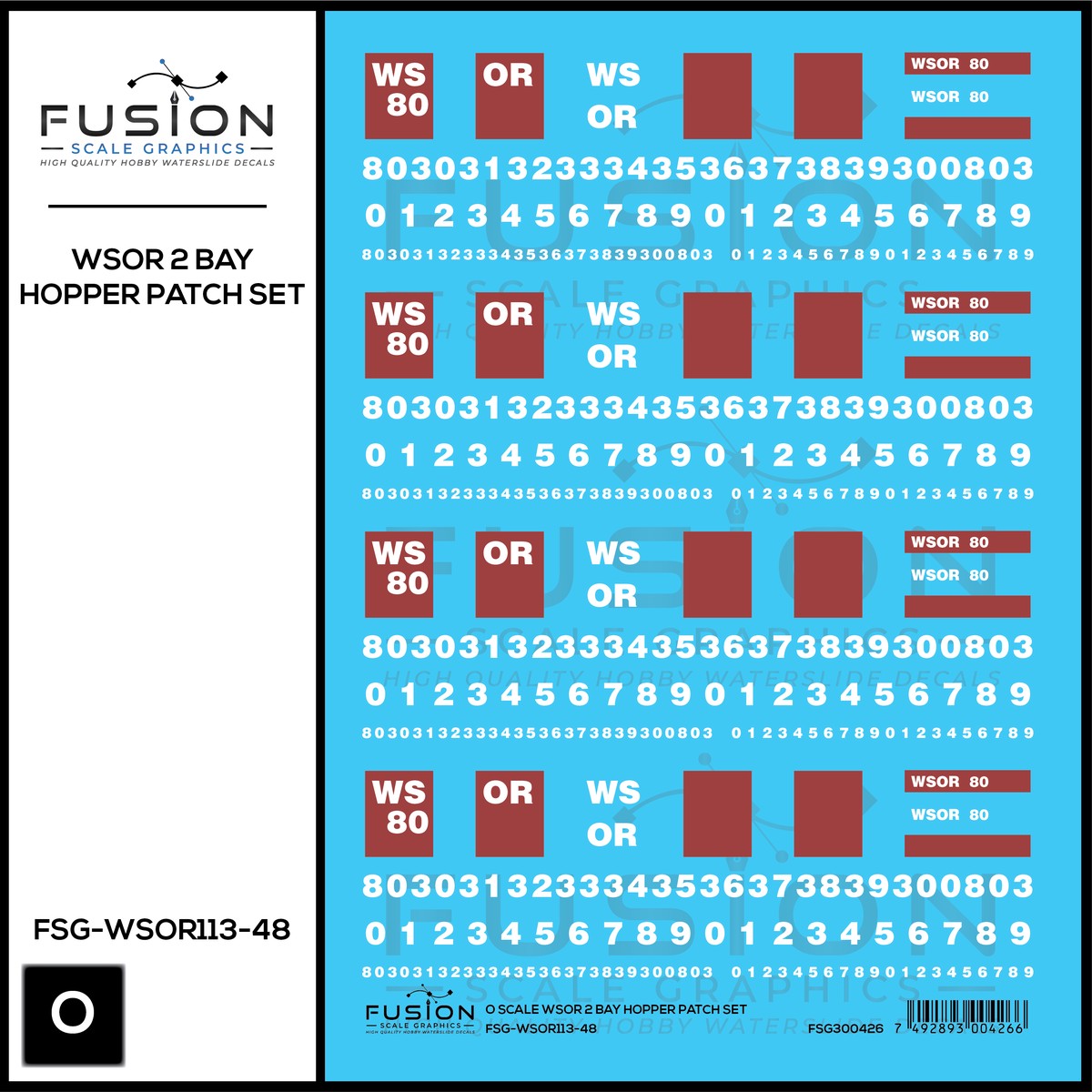 O Scale Wisconsin & Southern 2 Bay Hopper Patching Decal Set