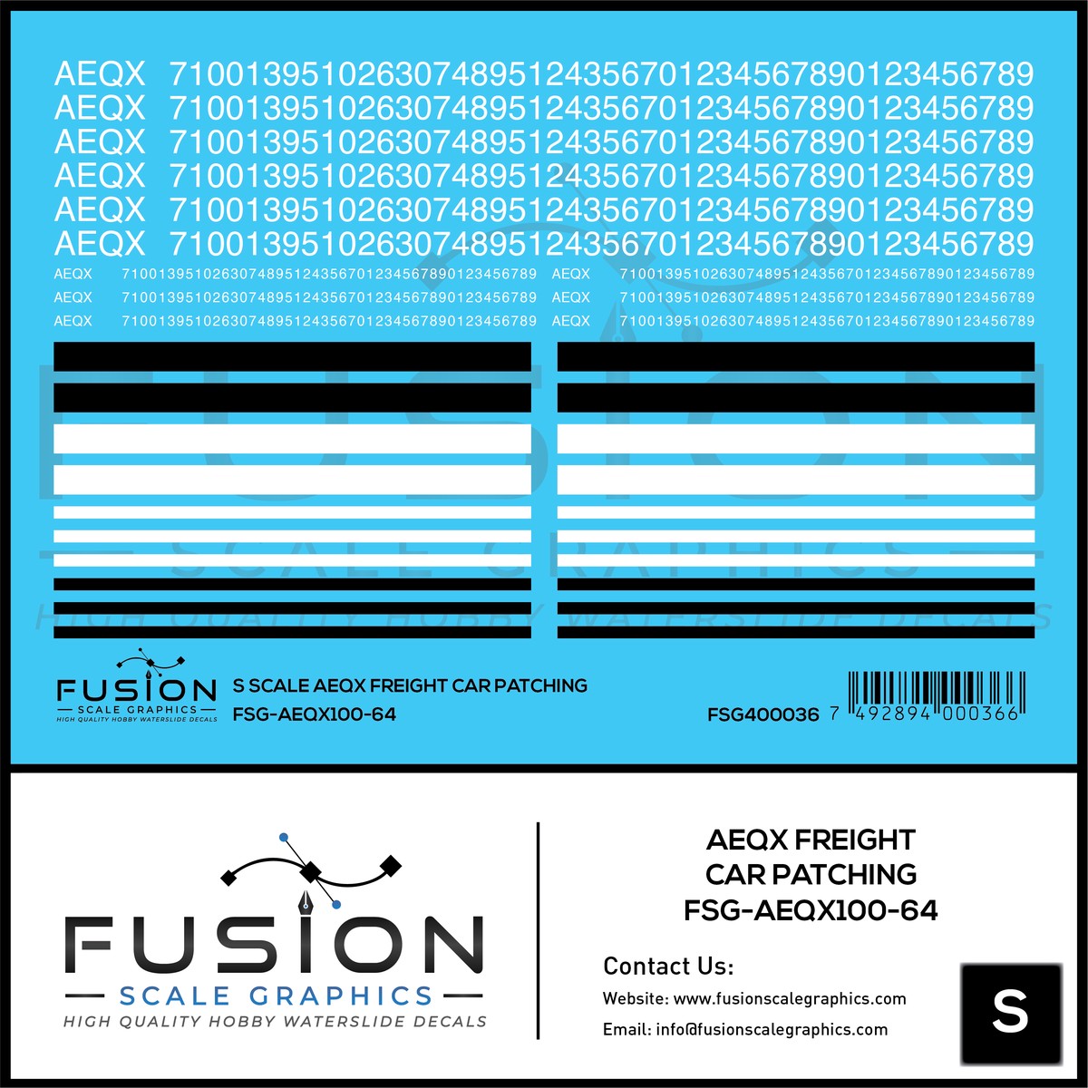 S Scale AEQX Freight Car Patching Decal Set
