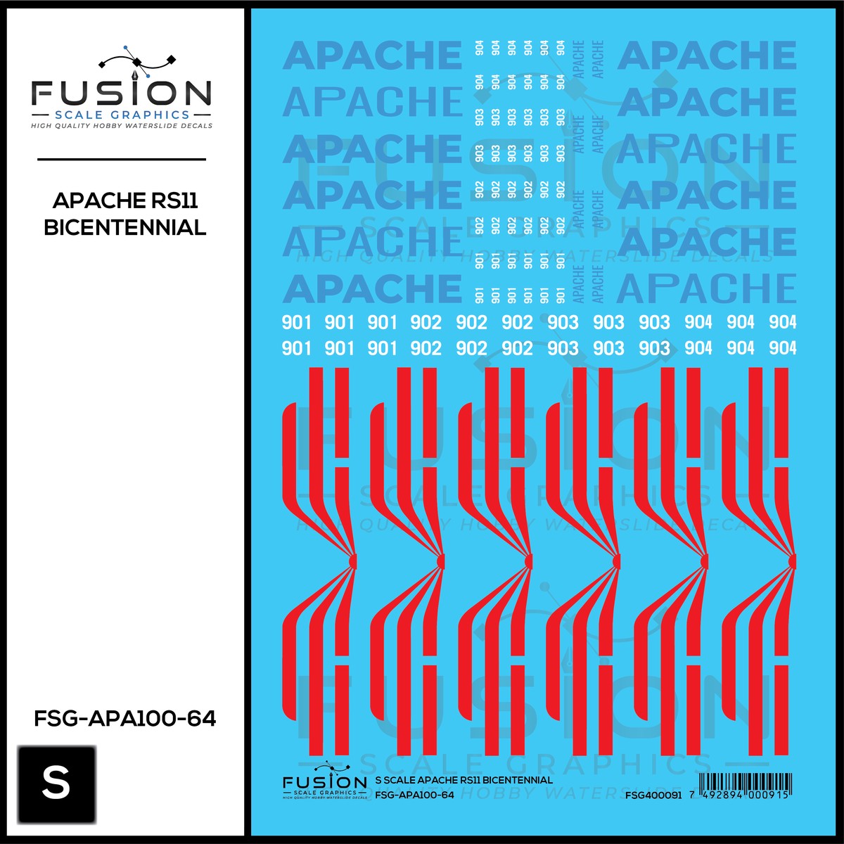 S Scale Apache Bicentennial RS11 Locomotive Decal Set
