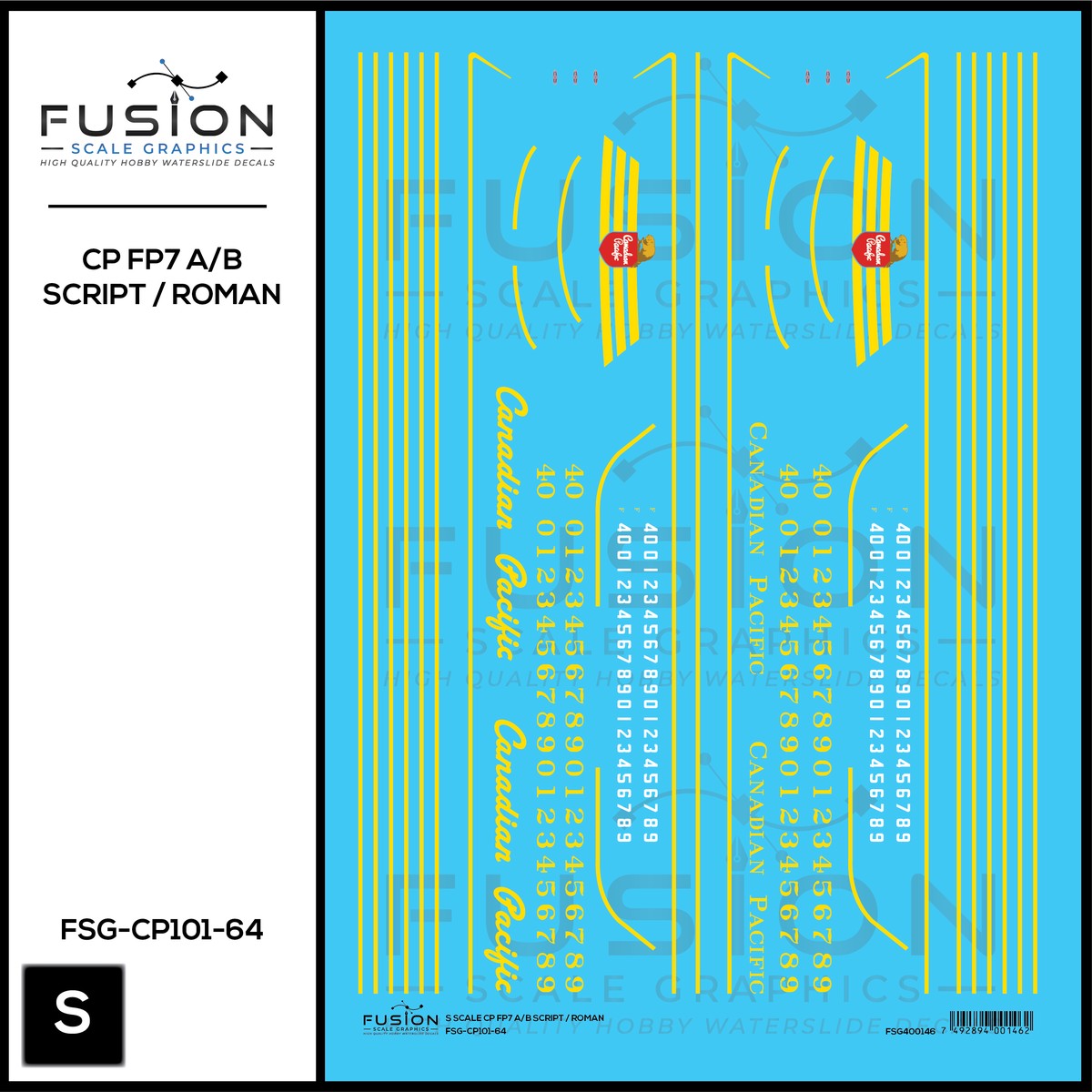 S Scale Canadian Pacific EMD FP7 A/B Locomotives Decal Set