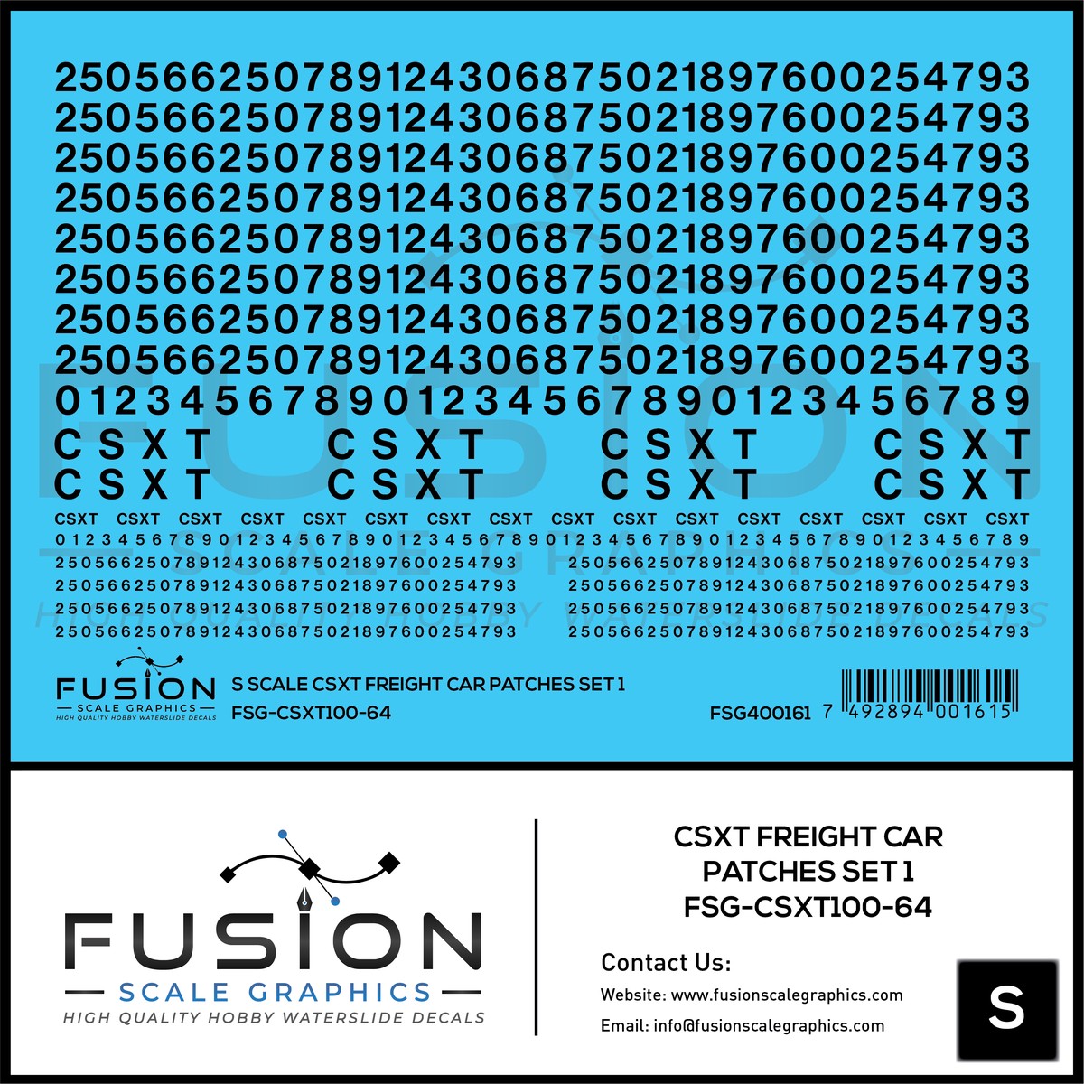 S Scale CSX Freight Car Patches Decal Set 1
