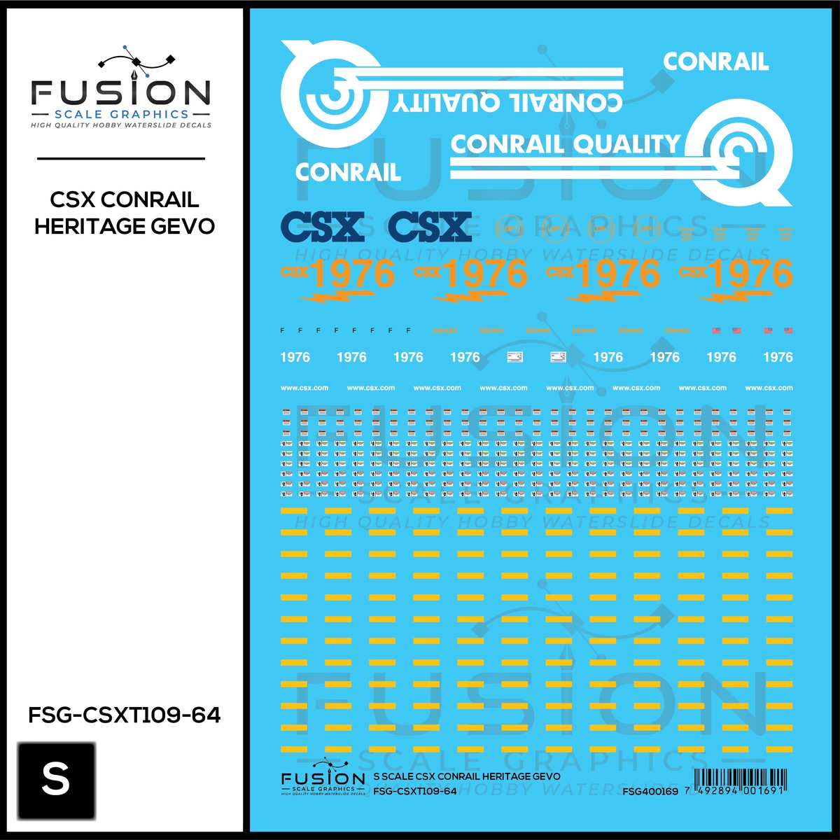 S Scale CSXT Conrail Heritage GEVO Locomotive Decal Set