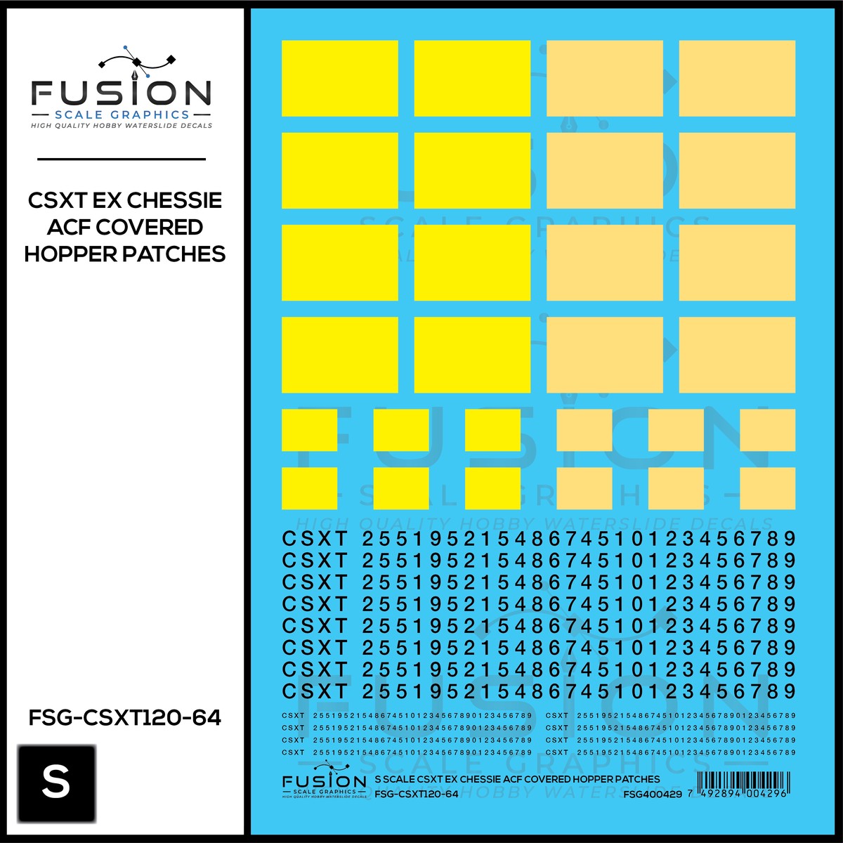 S Scale CSXT Ex Chessie ACF Covered Hopper Number Patching Decal Set