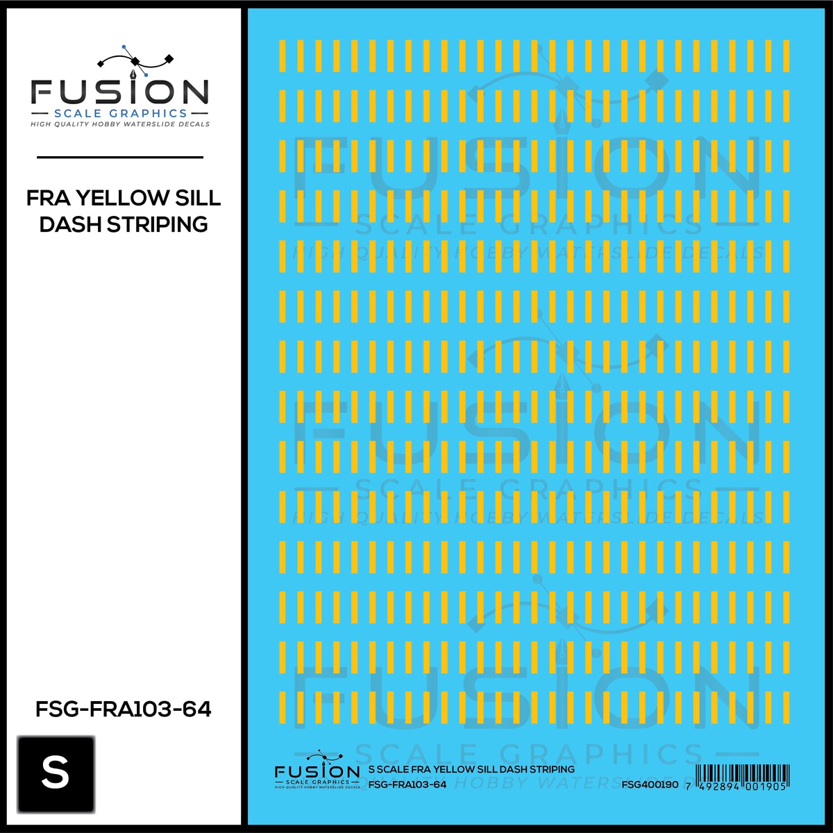 S Scale FRA Yellow Safety Dash Sill Striping Decal Set