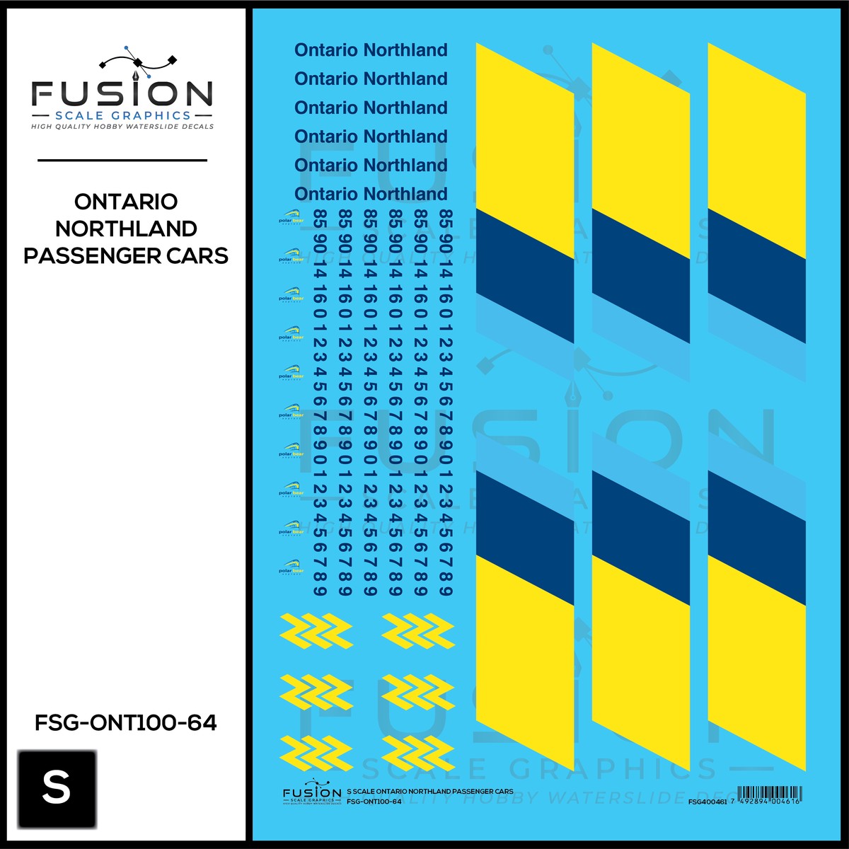 S Scale Ontario Northland Passenger Cars Decal Set