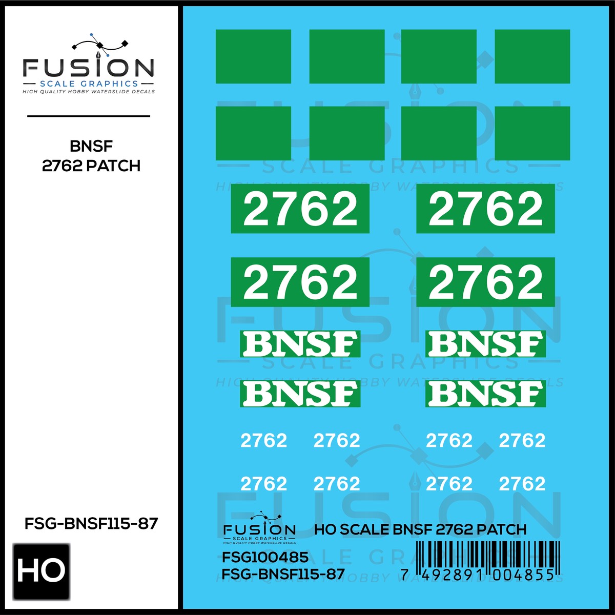 HO Scale BNSF 2762 Patch Decal Set