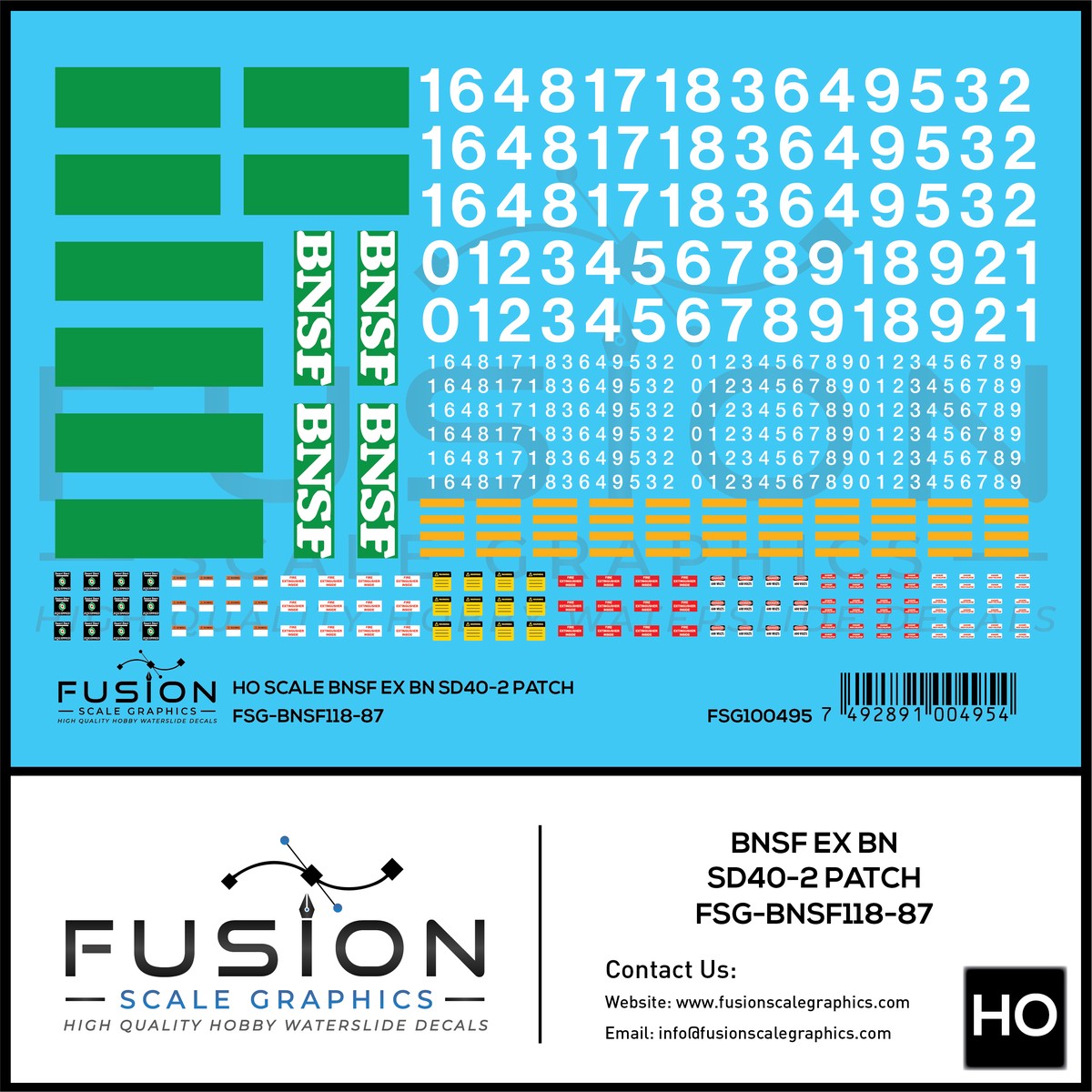 HO Scale BNSF Ex BN EMD SD40-2 Locomotive Patching Decal Set