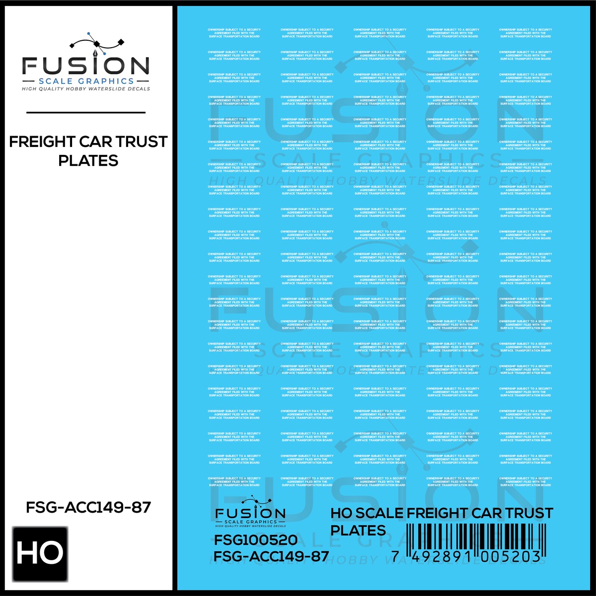 HO Scale Freight Car Trust Plates White Decal Set