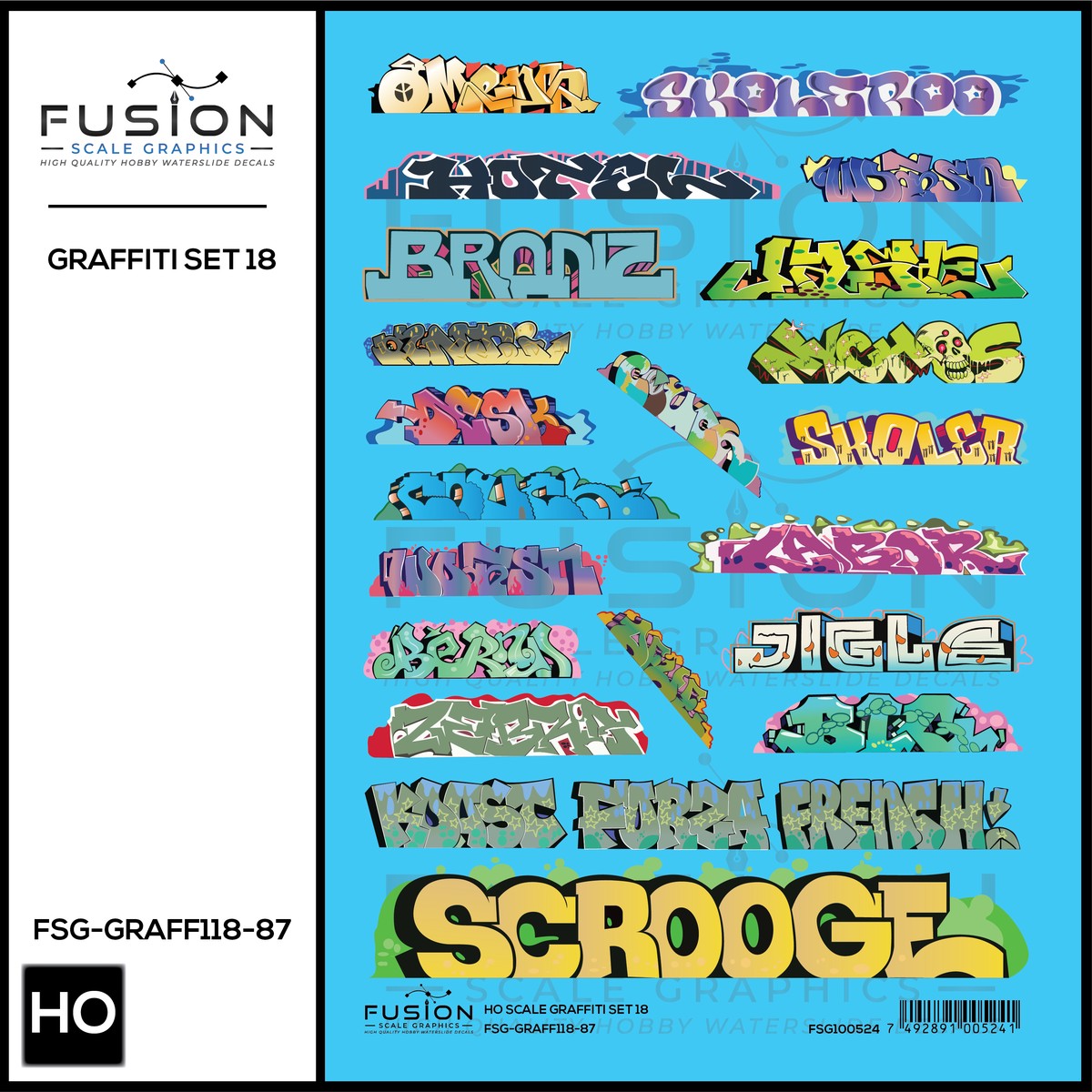 HO Scale Graffiti Decal Set 18