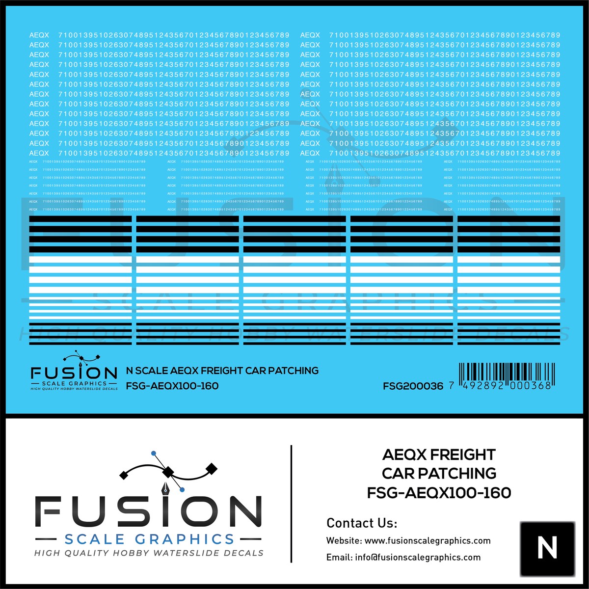 N Scale AEQX Freight Car Patching Decal Set