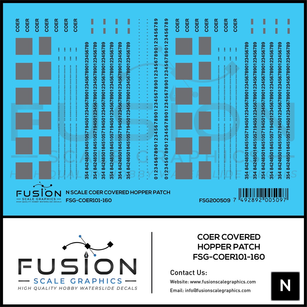 N Scale COER Covered Hopper Patching Decal Set V2