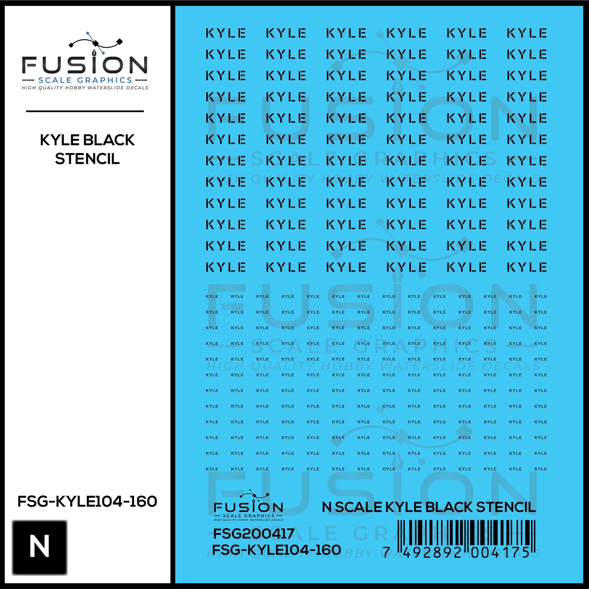 N Scale KYLE Black Stencil Decal Set