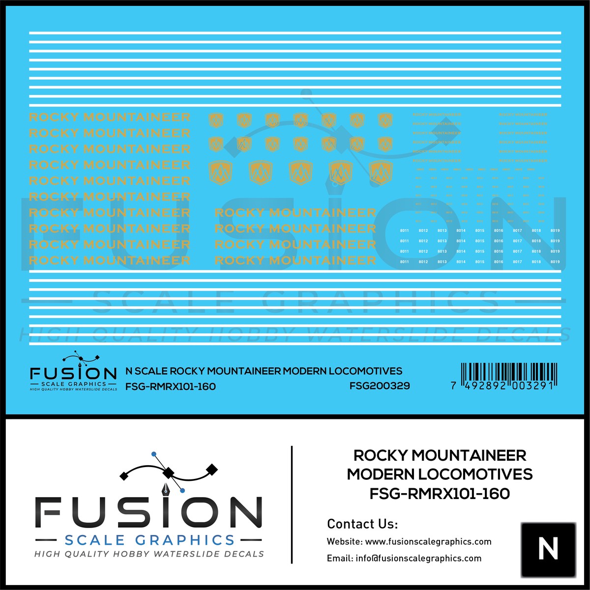 N Scale Rocky Mountaineer Modern Locomotives Decal Set