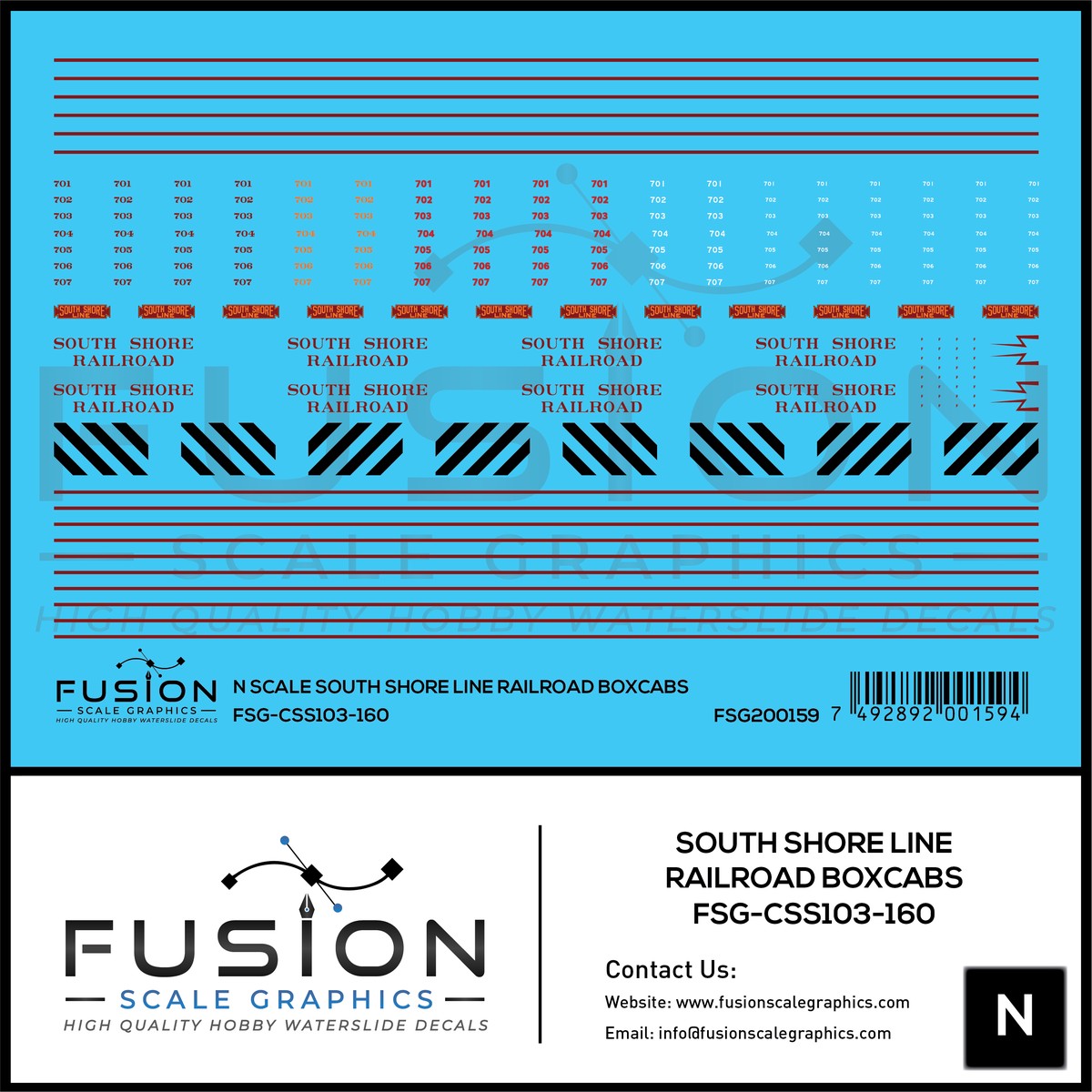 N Scale South Shore Railroad Boxcabs Decal Set