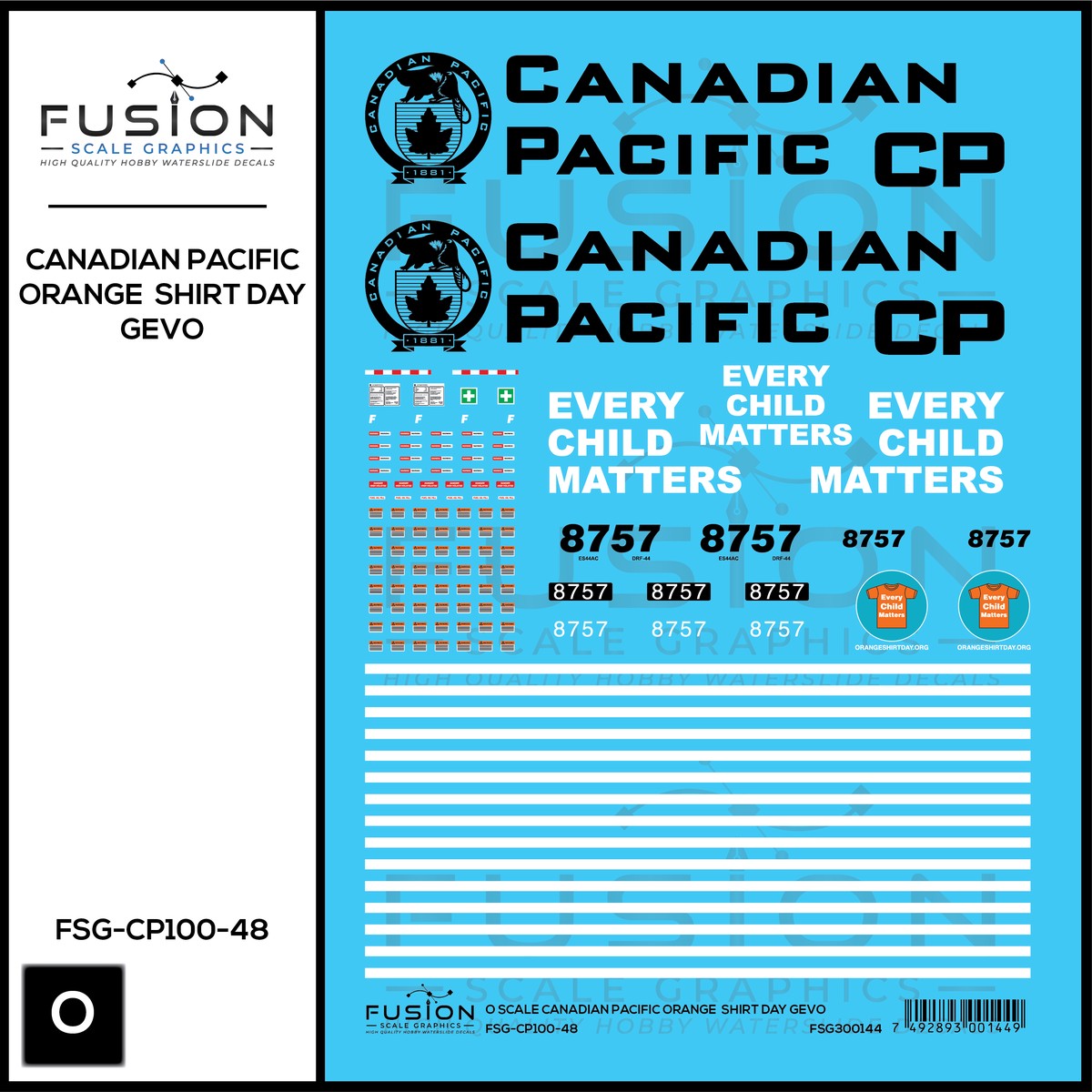O Scale Canadian Pacific Every Child Matters GEVO Decal Set