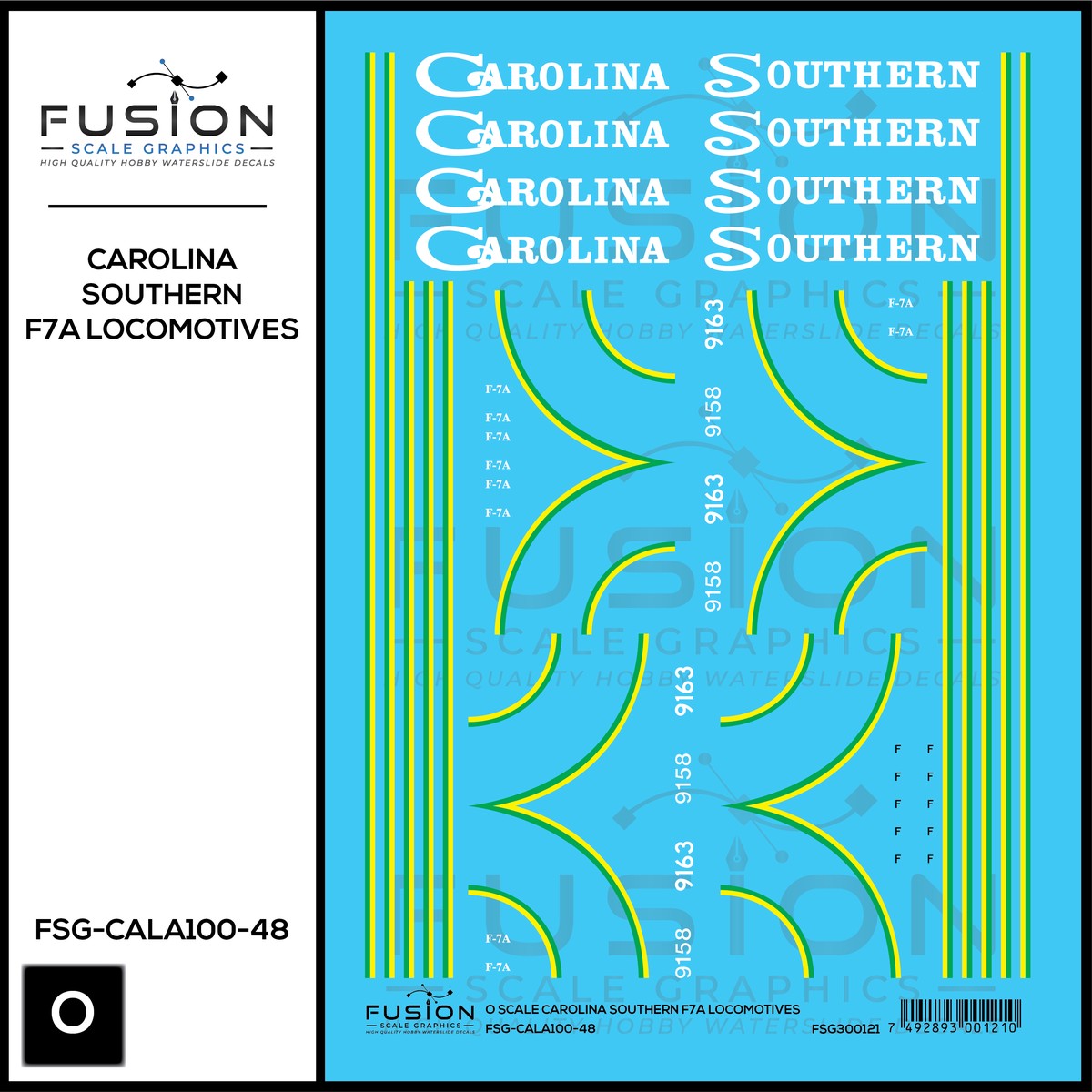 O Scale Carolina Southern EMD F7 Locomotives Decal Set