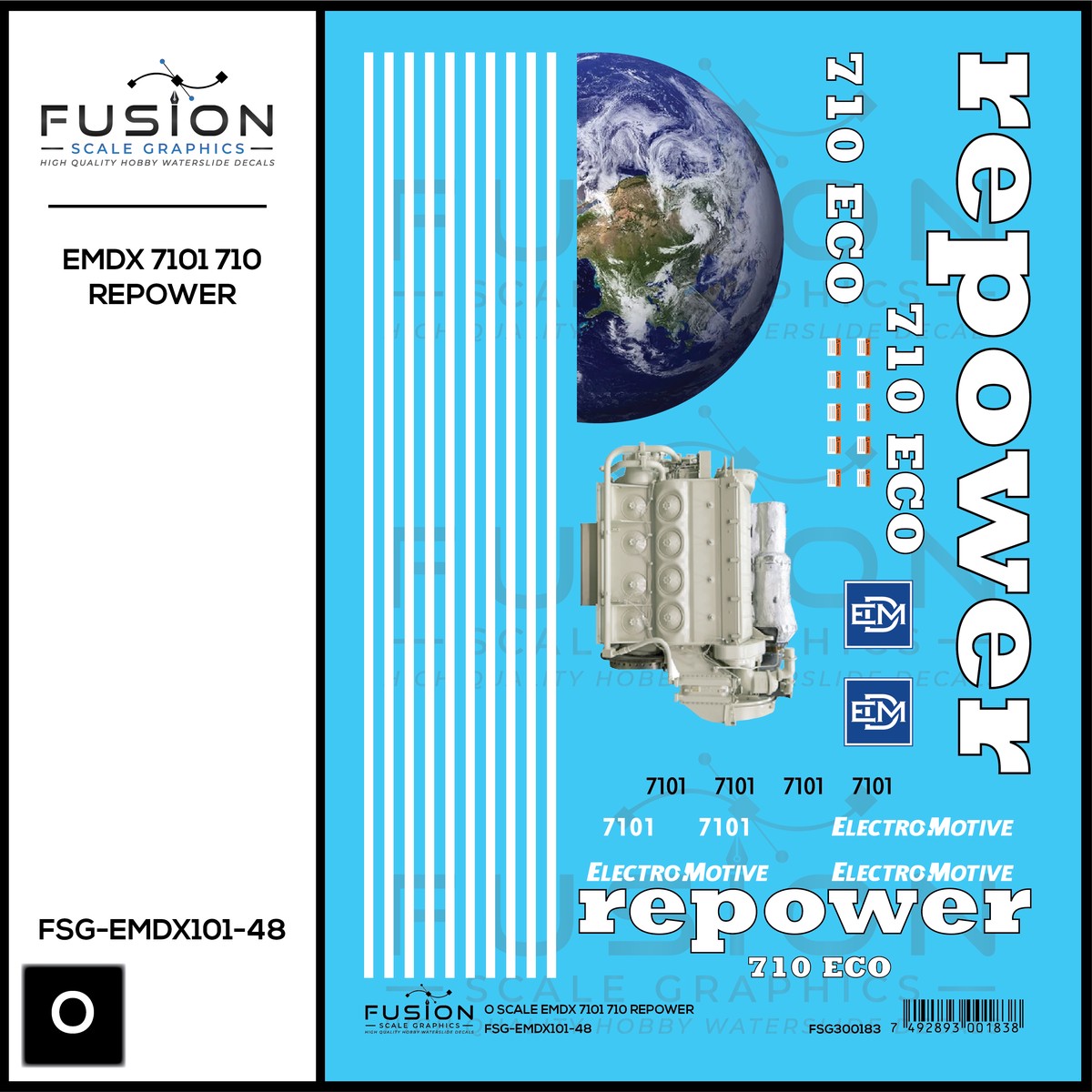 O Scale EMDX 7101 710 Repower Locomotive Decal Set