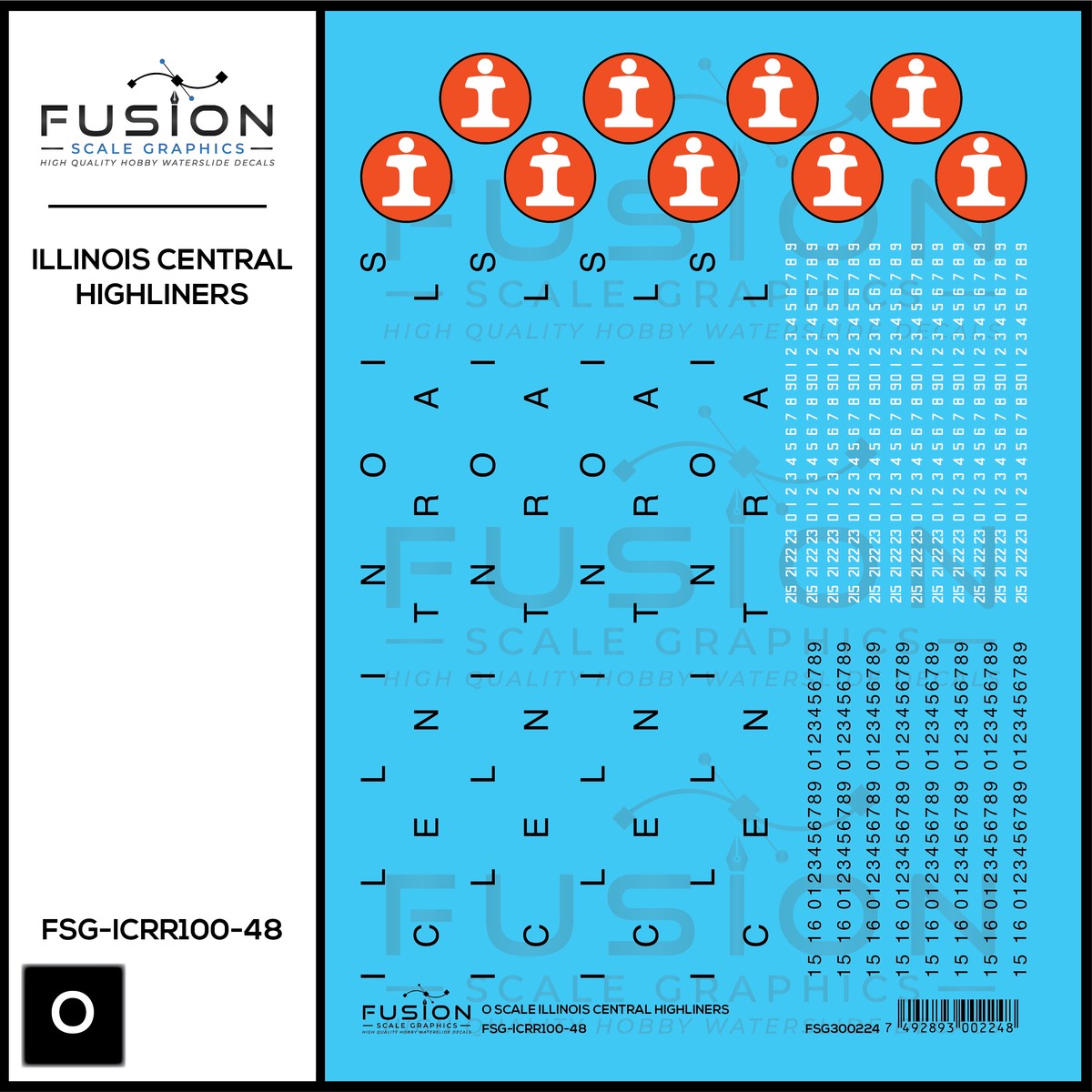 O Scale Illinois Central Railroad Highliner Decal Set