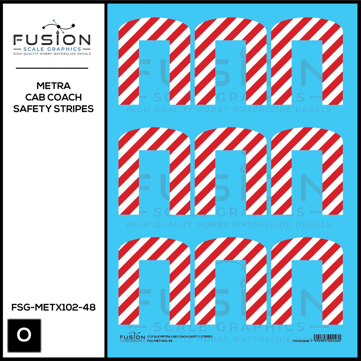 O Scale Metra Cab Coach Safety Stripes Decal Set